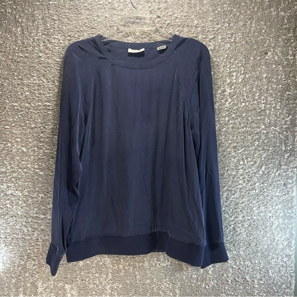 Equipment Femme S Silk Pullover‎ Blouse Women Long Sleeve Blue Preppy Classic